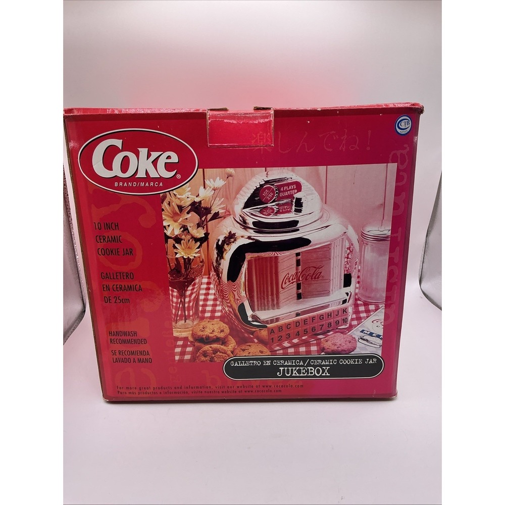 Vintage 2000 Coca-Cola Jukebox Shiny Silver Cookie Jar by Gibson, NIB